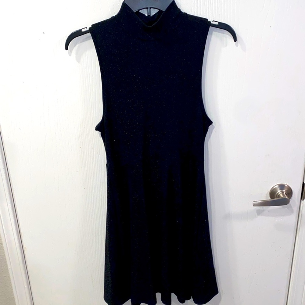 Black, sparkly turtle neck cocktail dress